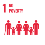 Sustainable Development Goal 1 - No Poverty Das UNO Symbol für das 1. Sustainable Development Goal - No Poverty. Symbolisiert durch fünf Personen die harmonisch miteinander stehen